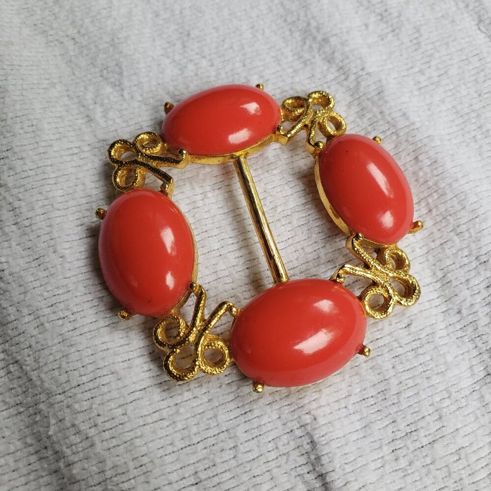 Vintage 60s 70s Gold Tone Mod Belt Buckle